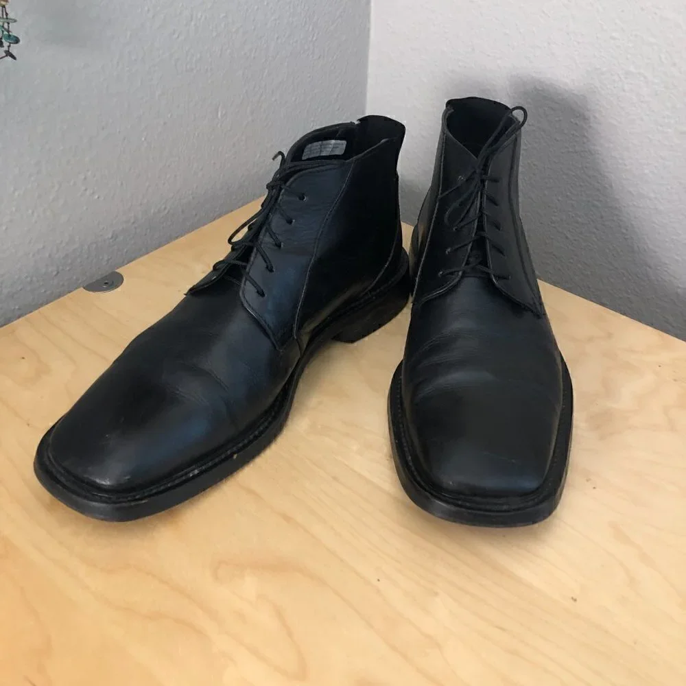 LLOYD Olon Leather Chukka Boot EUR 42.5 Black Square Toe Made in Germany